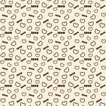 A pattern of small hearts of brown and beige colour Stock Illustration