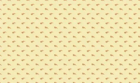 Pattern of small orange and green dinosaurs on beige background Illustrazione stock