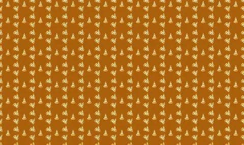 Pattern of small orange and white fox faces on brown background Stock Illustration