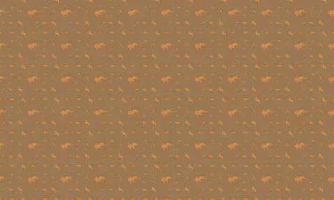 Pattern of small orange lions on brown background イラスト素材