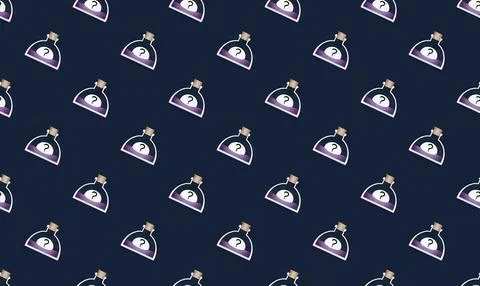 Pattern of small perfume bottles on dark background Illustrazione stock