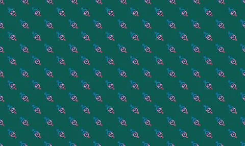 Pattern of small pink and blue heart icons on dark background Stock Illustration