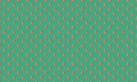 Pattern of small pink and orange flowers on green background Illustrazione stock