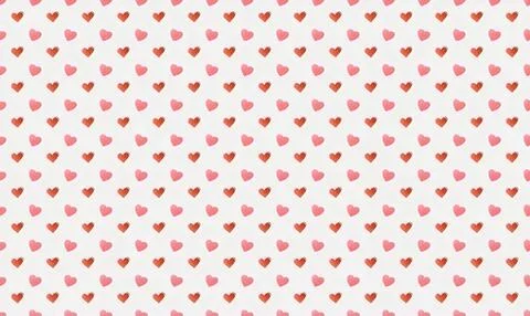 Pattern of small pink and red hearts on white background Stock Illustration