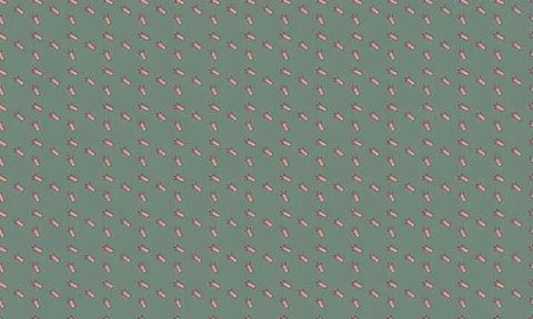 Pattern of small pink and white candy canes on green background Stock Illustration