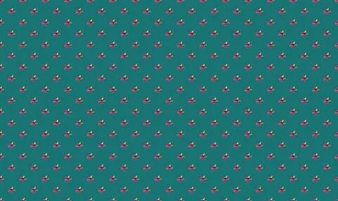 Pattern of small pink and white flowers on teal background Иллюстрация
