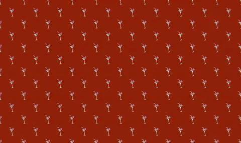 Pattern of small pink and yellow flowers on a red background Stock Illustration