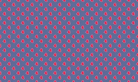 Pattern of small pink hearts on a blue background Stock Illustration