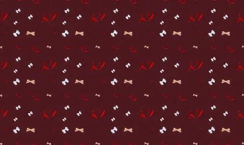 Pattern of small red, white, and beige bows on dark background Stock Illustration