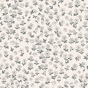 Pattern of small simple vintage flowers on a light background. Stock Illustration