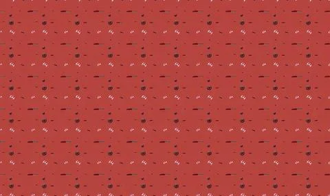 Pattern of small strawberries and leaves on red background Stock Illustration
