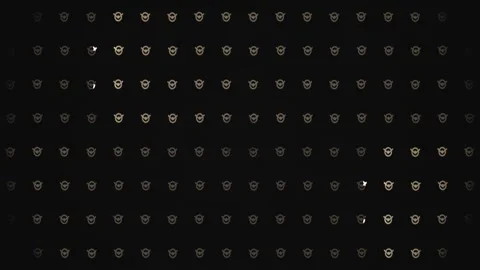 Pattern of small symbols arranged in a grid format on dark Stock Footage 339372918