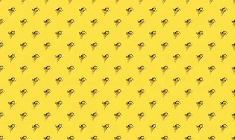 Pattern of small toucan birds on yellow background Stock Illustration