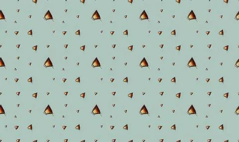 Pattern of small triangular fire icons on light blue background Stock Illustration