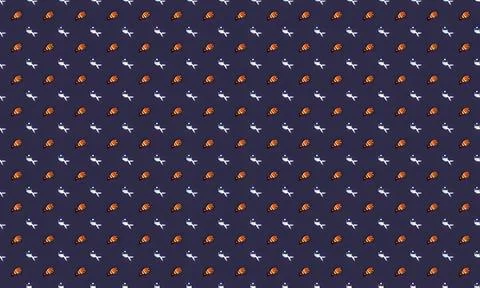 Pattern of small white and orange ducks on dark blue background イラスト素材