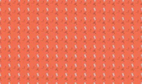 Pattern of small white and pink flowers on orange background Stock Illustration