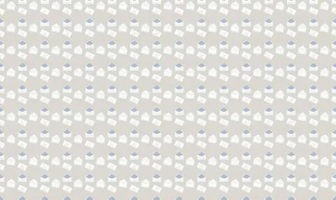 Pattern of small white and purple houses on pale background Stock Illustration