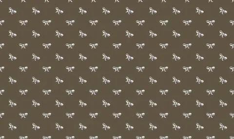 Pattern of small white bees on brown background Stock Illustration