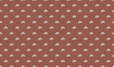 Pattern of small white shells on red background Stock Illustration