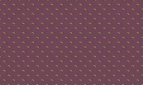 Pattern of small yellow and gray birds on purple background Stock Illustration