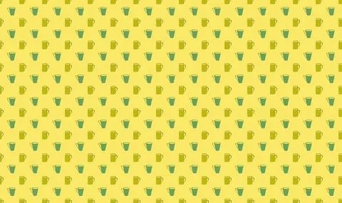 Pattern of small yellow and green cups on yellow background Stock Illustration