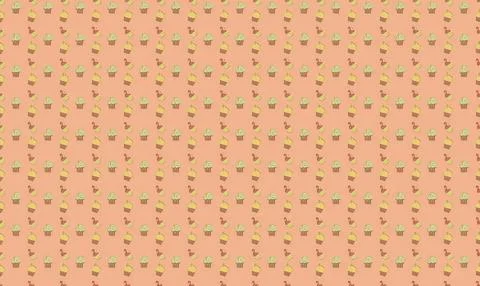 Pattern of small yellow and green leaves on pink background Stock Illustration