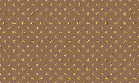 Pattern of small yellow and pink flowers on brown background Stock Illustration