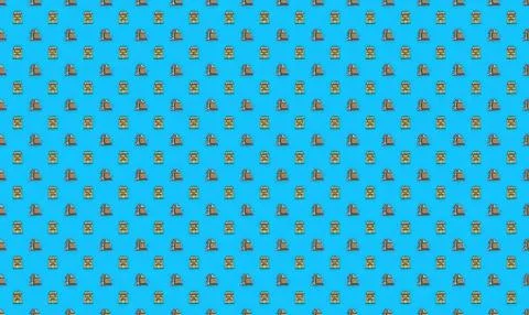 Pattern of small yellow and red flowers on blue background Stock Illustration