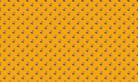 Pattern of small yellow bees on orange background Stock Illustration
