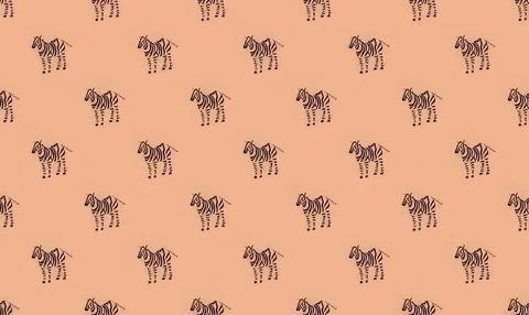 Pattern of small zebra illustrations on pink background Stock Illustration