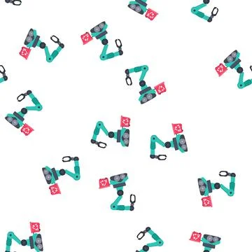 Pattern smart mini robot sorting trash cartoon vector Illustrazione stock