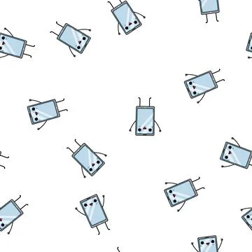 Pattern smart phone character cartoon vector Stock Illustration