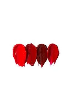 Pattern smears and textures of lipsticks or acrylic paints isolated on white  Stock Photos