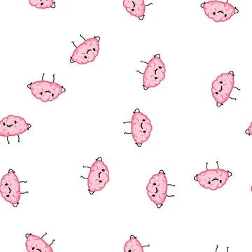 Pattern smhappy brain character cartoon vector Illustrazione stock