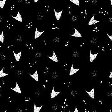 Pattern Smiles Seamless Dots Black Background Smile Line Style Black Stock Illustration