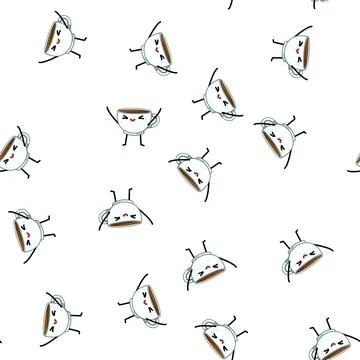 Pattern smoke coffee mug character cartoon vector Stock Illustration
