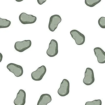 Pattern Smooth river stone drawing on white background Stock Illustration