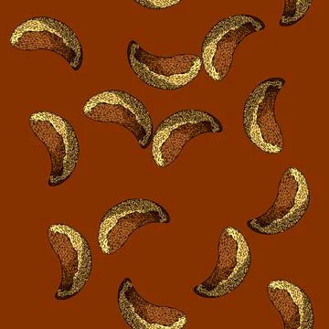 Pattern snack brazil nut sketch hand drawn Stock Illustration