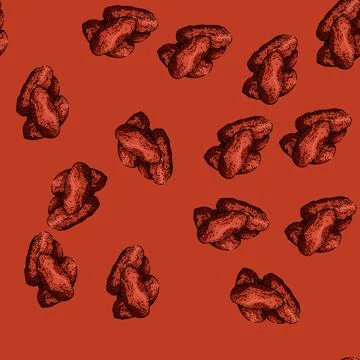 Pattern snack dried fruit sketch hand drawn Stock Illustration