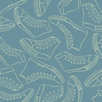 Pattern with sneakers Stock Illustration