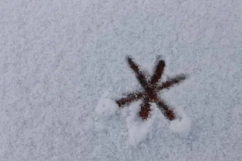 Pattern of snowflake on a snowy surface Foto stock