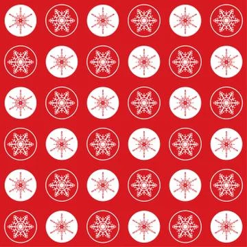 Pattern snowflakes circles red Stock Illustration