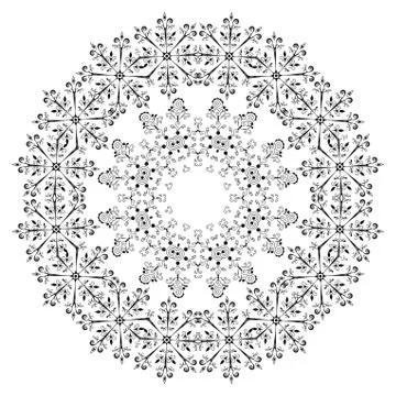 Pattern of snowflakes, contours Stock Illustration