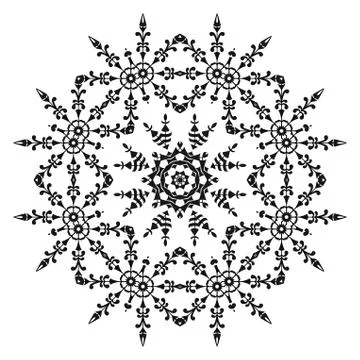 Pattern of snowflakes, contours Stock Illustration
