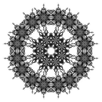 Pattern of snowflakes, contours Stock Illustration