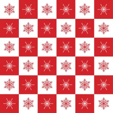 Pattern snowflakes red chess Illustrazione stock