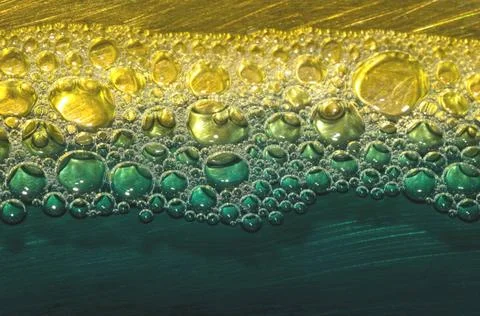 Pattern of soap surf bubbles in coloured water 28/12/2008 India Copyright:... Stock Photos