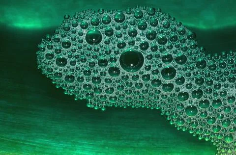 Pattern of soap surf bubbles in coloured water 28/12/2008 India Copyright:... Stock Photos