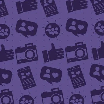 Pattern of social media set block style icon Illustrazione stock