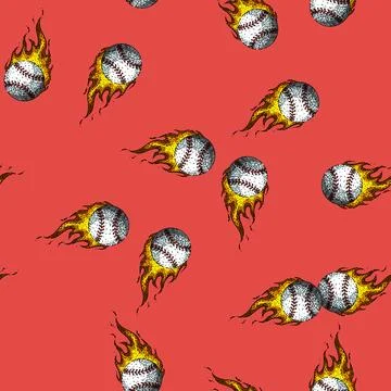 Pattern soft baseball ball sketch hand drawn Stock Illustration